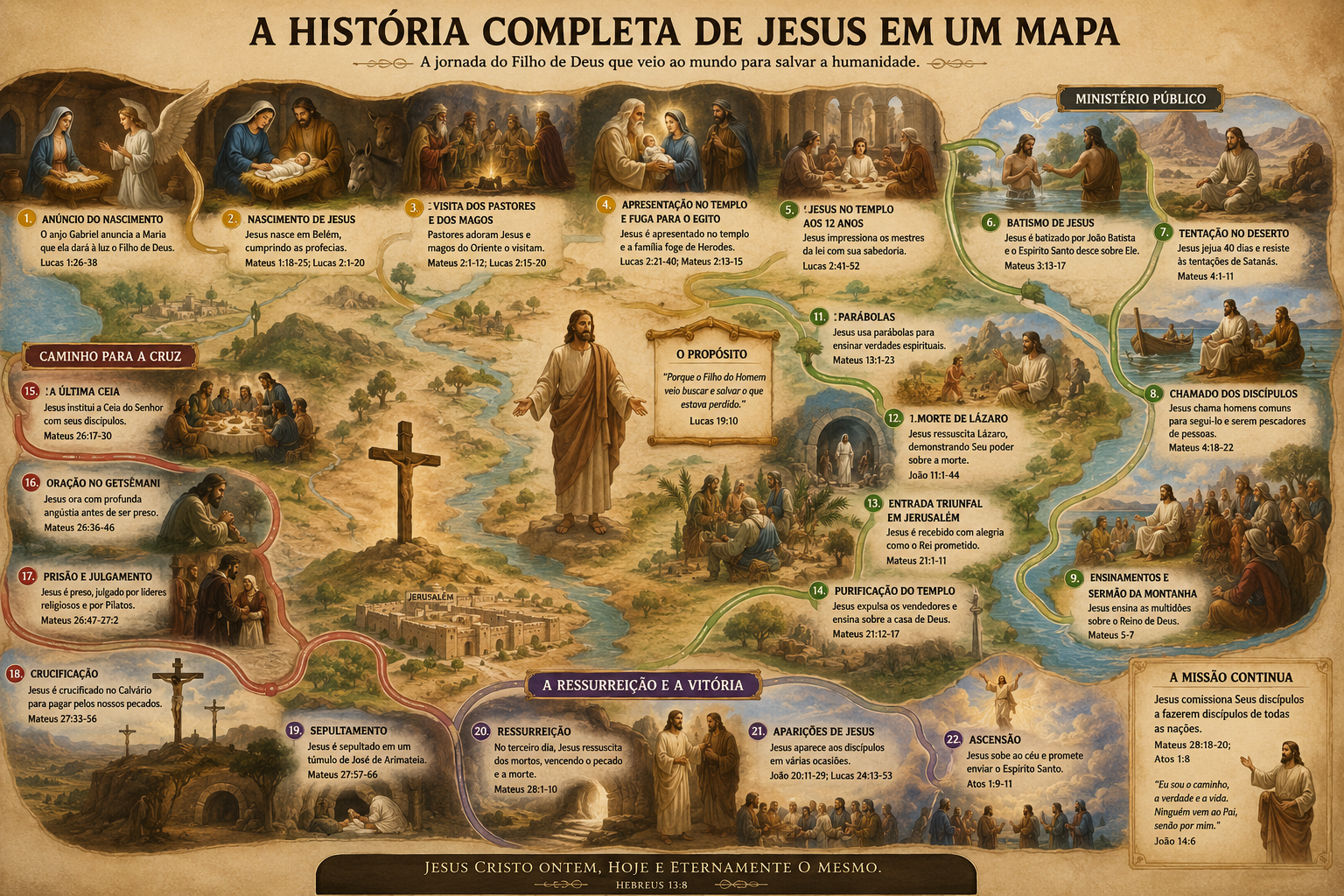 A História Completa de Jesus em um Mapa