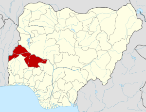Location of Kwara state, Nigeria. (Himalayan Explorer based on work by Uwe Dedering)