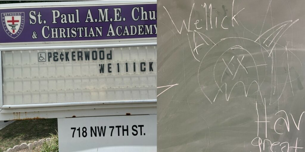 ‘Um ato de profanação maligna’: Igreja da Flórida vandalizada com insultos raciais e imagens demoníacas