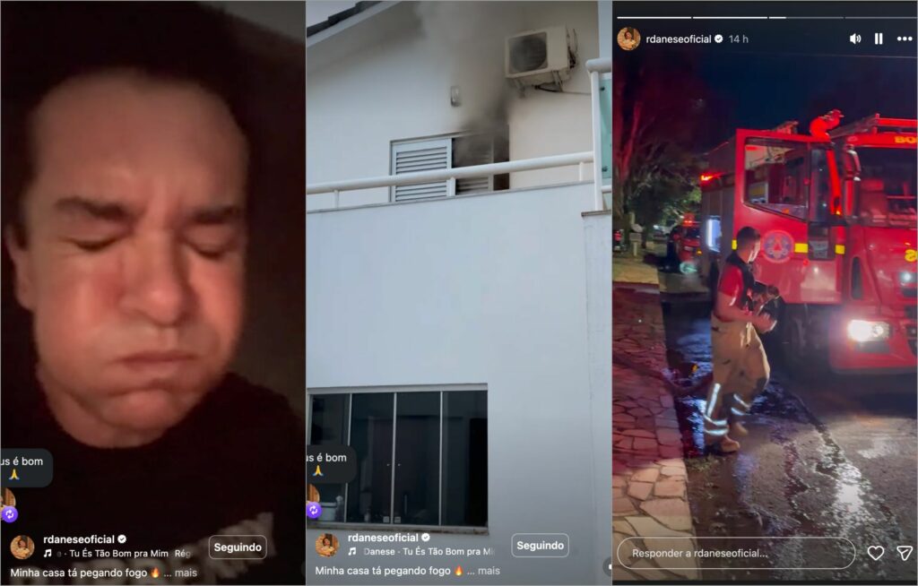 Casa de Regis Danese pega fogo com a família dentro; Veja
